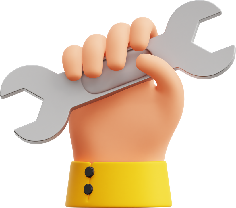 3D Hand with Wrench